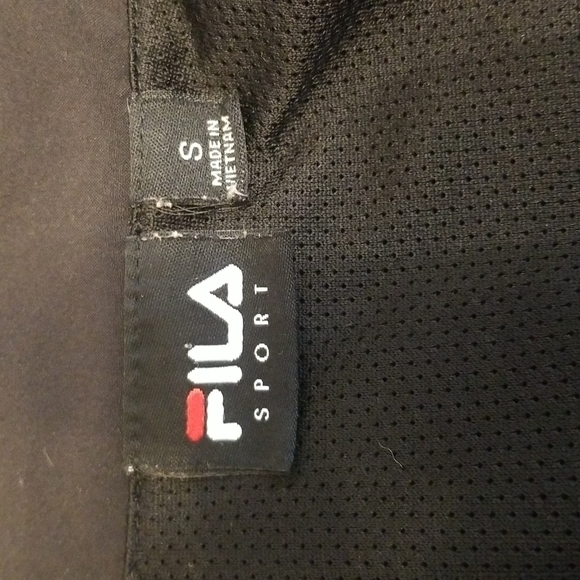 𝅺fila track jacket gray black womens size S ruched zip up front thumb holes - Picture 7 of 12